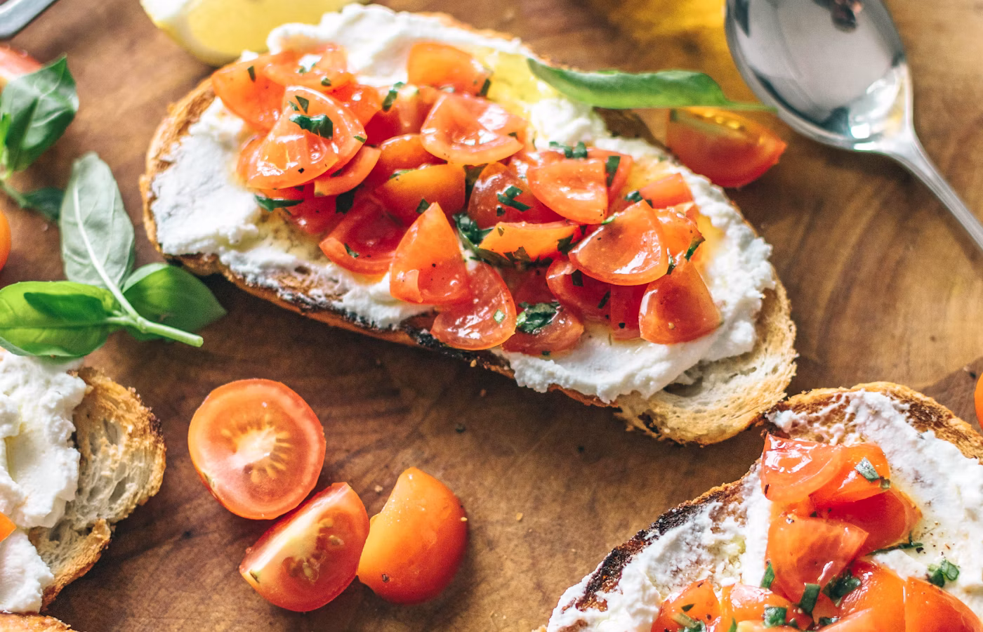 Bruschetta with tomato on toasted bread