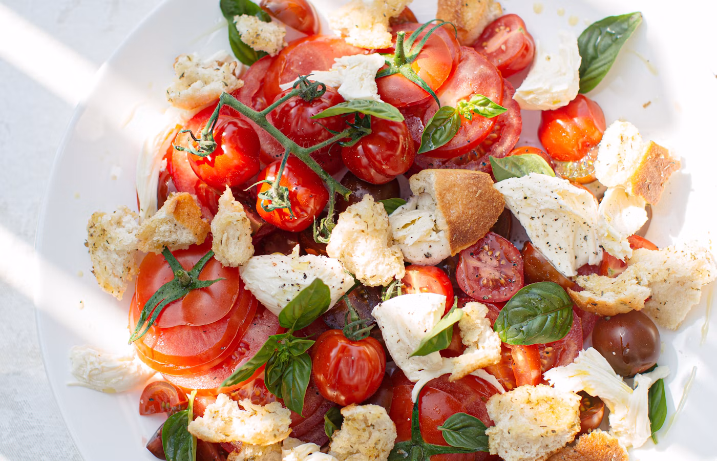 Caprese salad with mozzarella, tomato, and basil