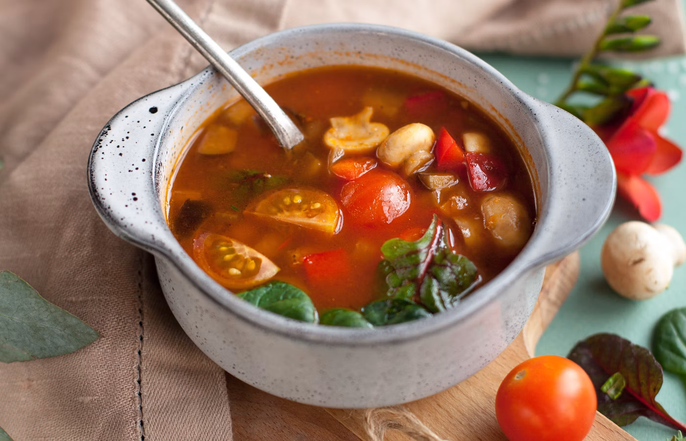 Minestrone soup with vegetables and beans