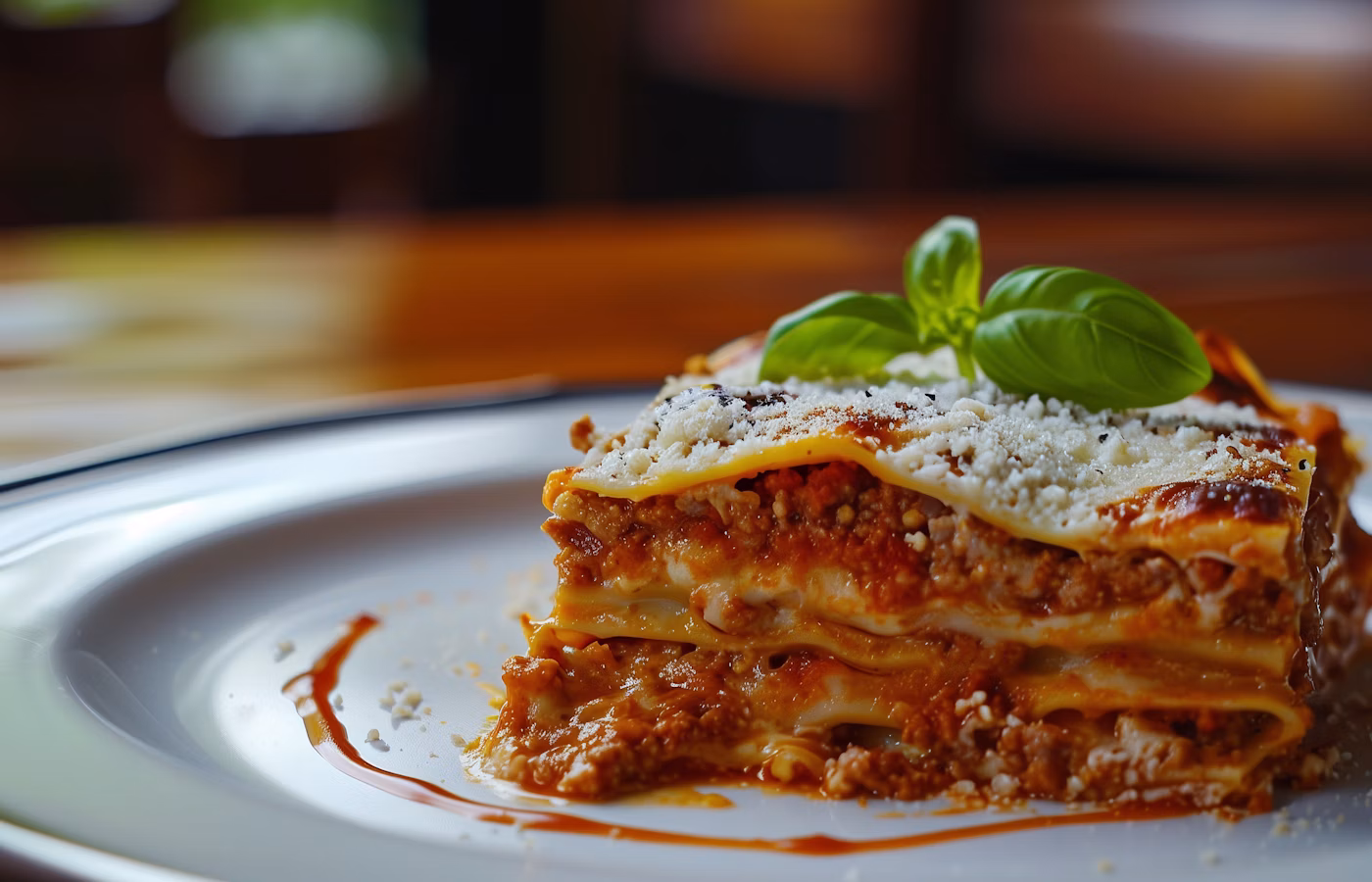 Baked lasagna with sauce
